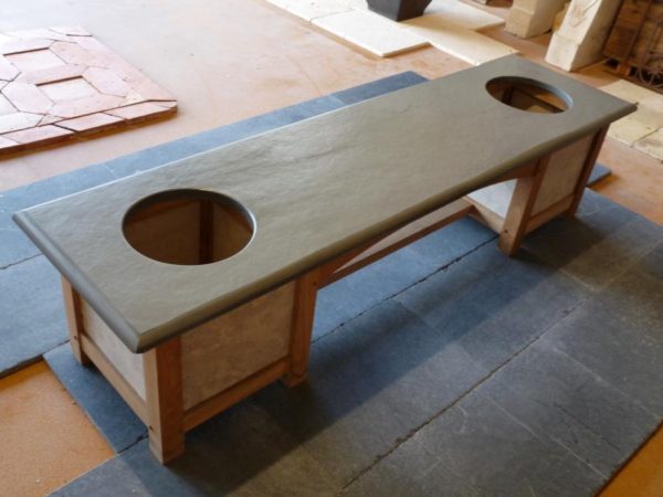 banc jardiniere schiste vert