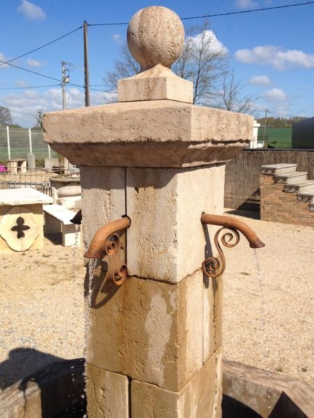 classic limestone fountain