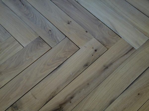 reclaimed antique French oak herringbone parquet