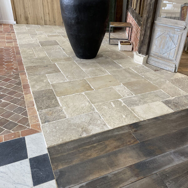 Antique Bourgogne limestone flagstones