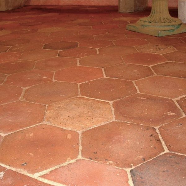 antique large size hexagonal terracotta tile