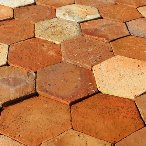 antique red hexagonal terracotta tiles