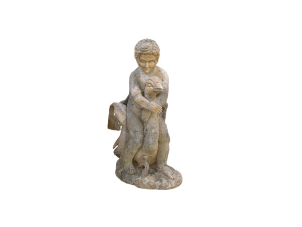 antique statue of a goose and a boy