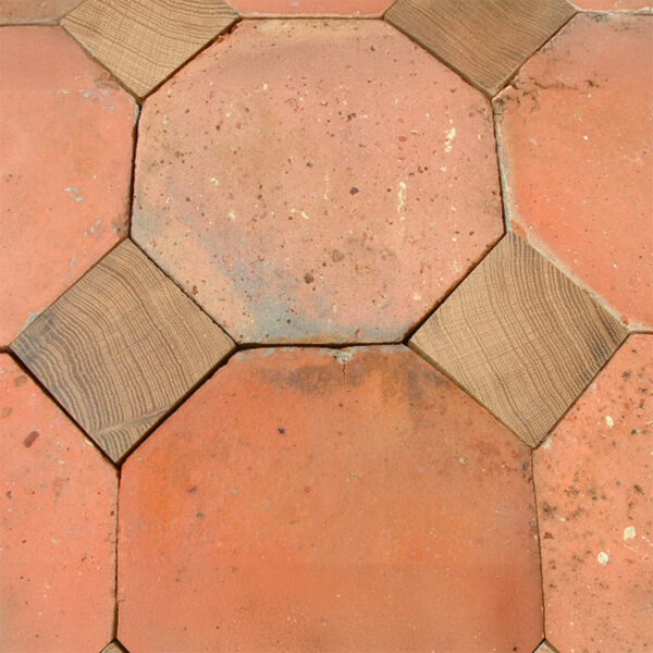 antique terracotta tile with oak cabochon