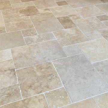 Antiqued travertin floor