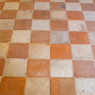 Checked antique terracotta tiles