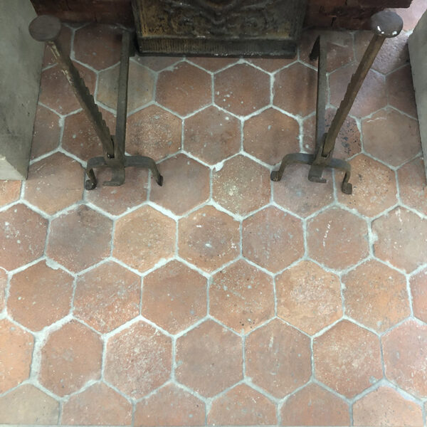 french reclaimed hexagonal terracotta tile
