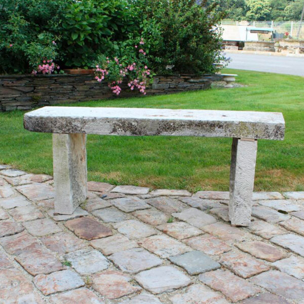 french stone bench patinated
