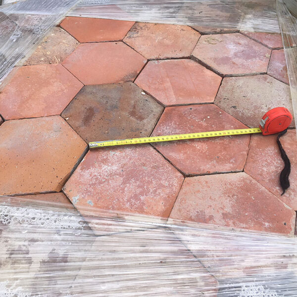 large format antique hexagonal terracotta tiles 23 cm