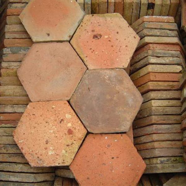 large reclaimed antique hexagonal terracotta tiles for sale