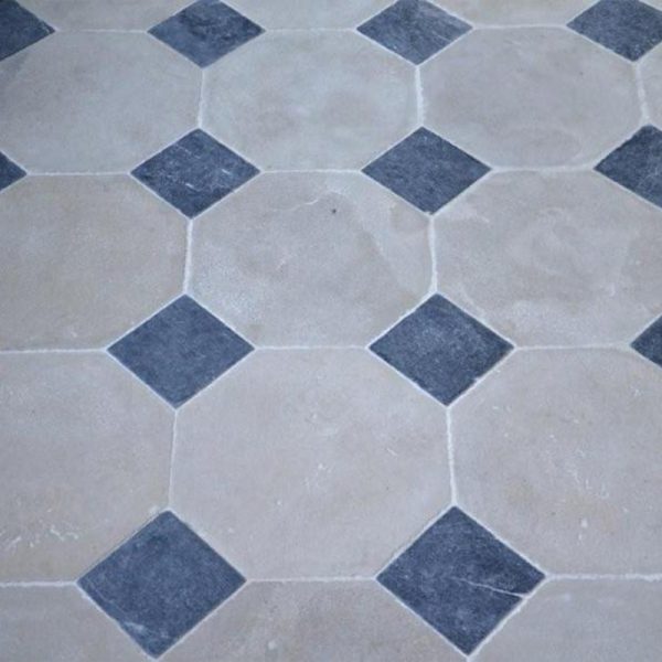 octogonal paving with limestone cabochons