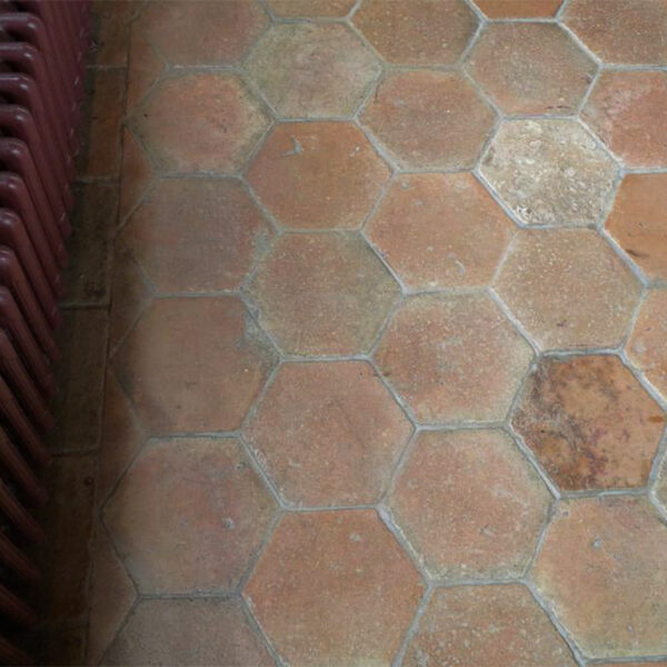 old hexagonal terracotta tiles