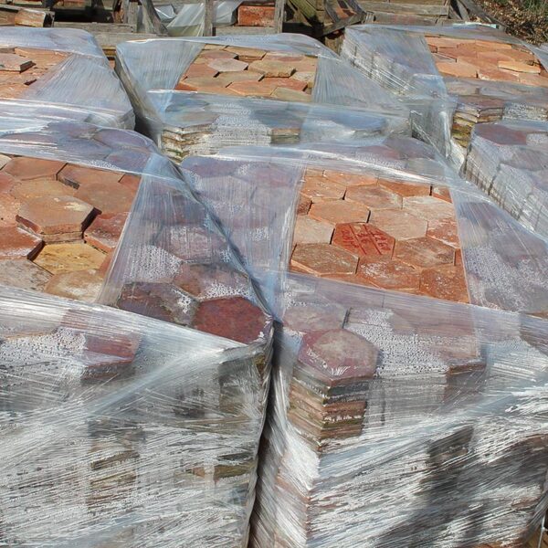 packaging antique red hexagonal terracotta tiles 16 cm