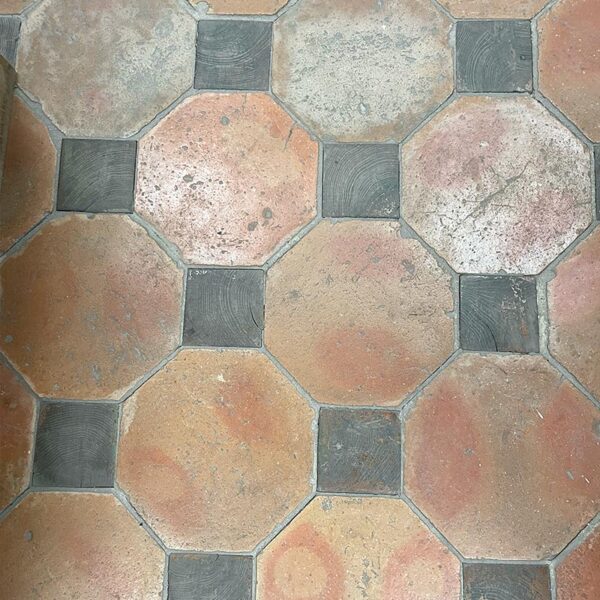 reclaimed antique terracotta tile with cabochon