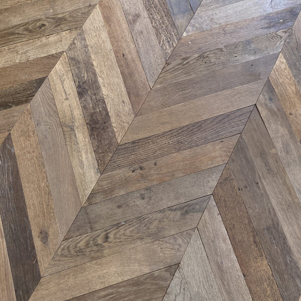 Reclaimed chevron flooring at our Showroom