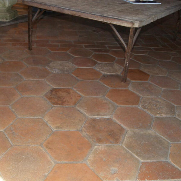 small hexagonal terracotta slab