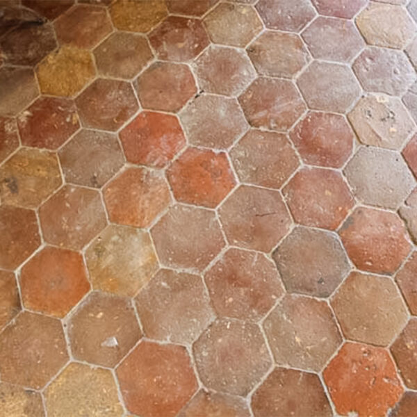 small model reclaimed hexagonal terracotta tile