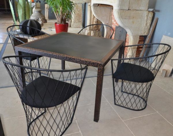 metal table with four chairs