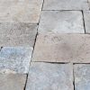 Salvaged burgundy limestone flagstones