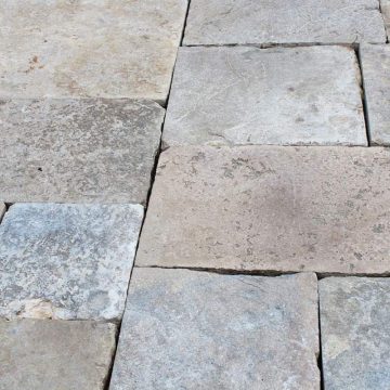 Salvaged burgundy limestone flagstones