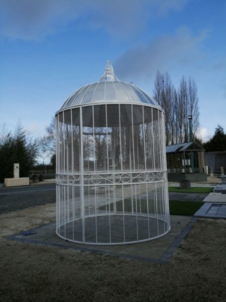 white circular gazebo birdcage