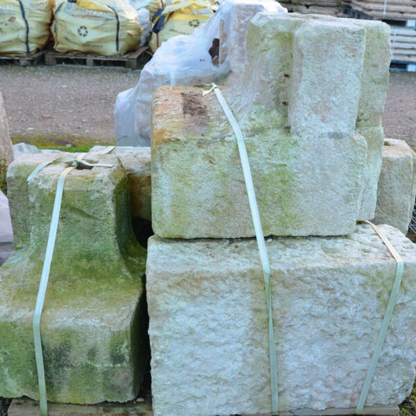 stone block for retaining post