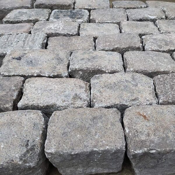 set of gray antique granite cobbles