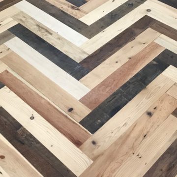reclaimed mixed pine herringbone flooring at BCA