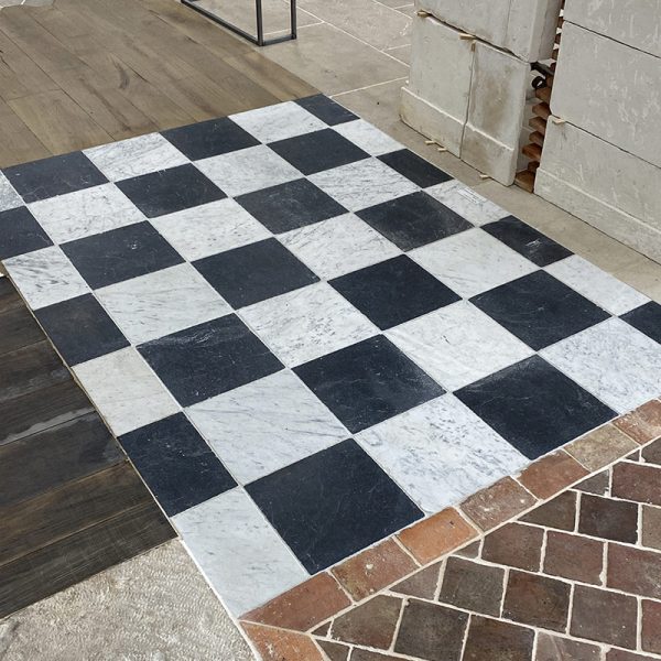 Marble aged checkerboard tiles