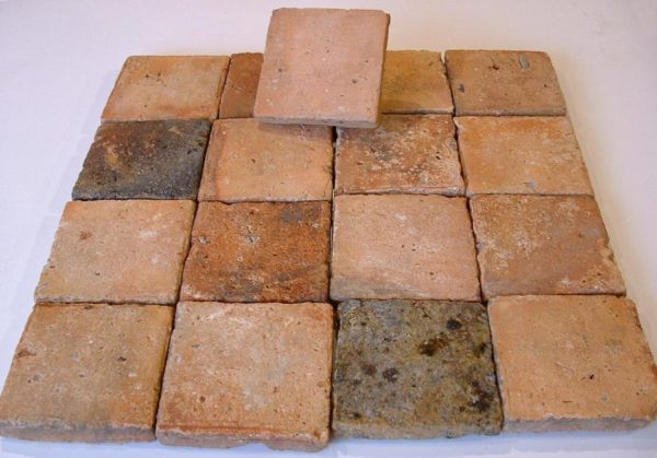 Antique reclaimed terracotta floor tiles, 5.5x5.5 inches