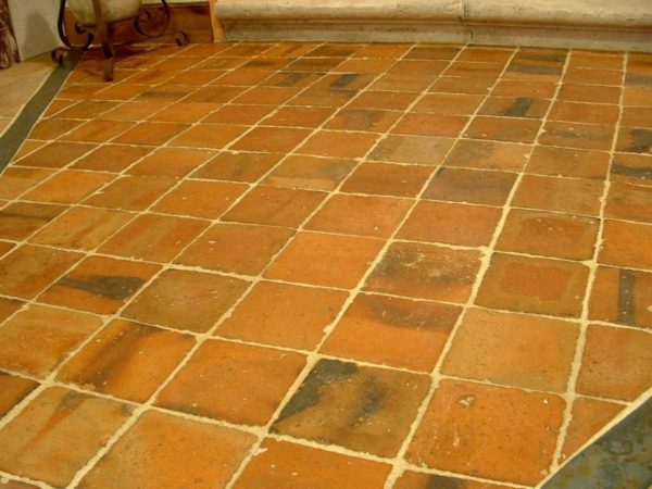 Antique reclaimed terracotta floor tiles