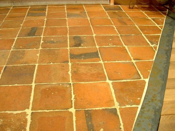 Antique reclaimed terracotta floor tiles