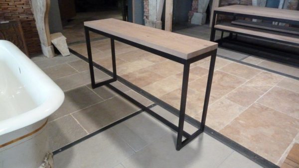 metal console oak design top