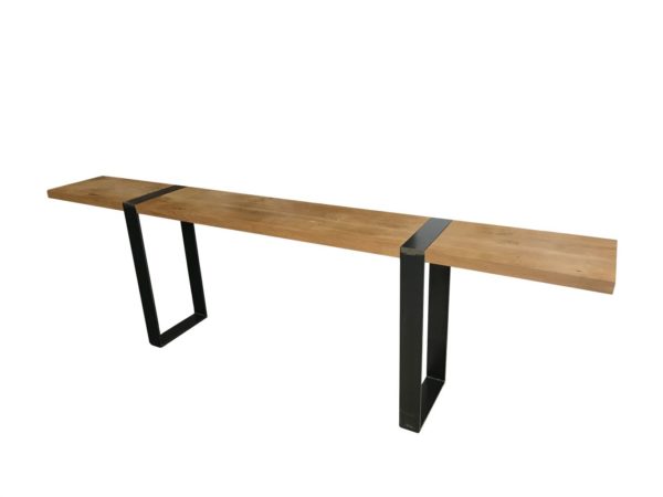 oak and metal console