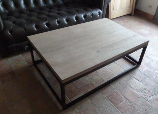 small coffee table in metal and oak