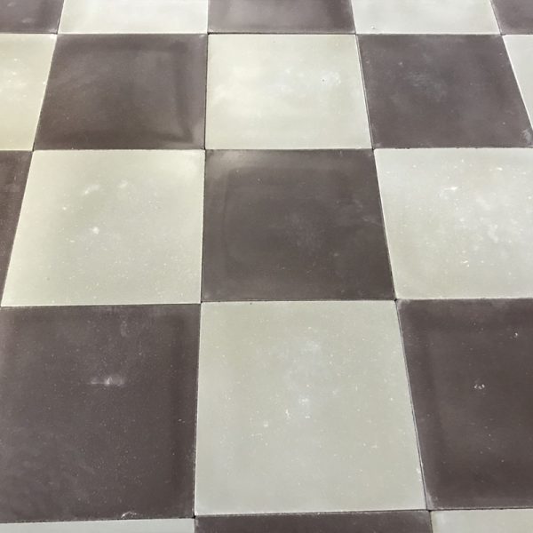 checkerboard gray and purple cement tiles