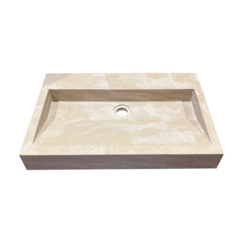 beige rectangular stone washbasin