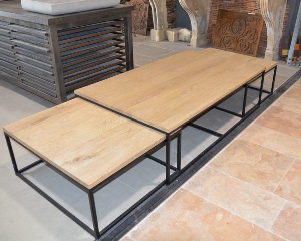 low table metal oak design