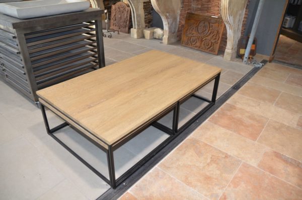 low table design oak and metal