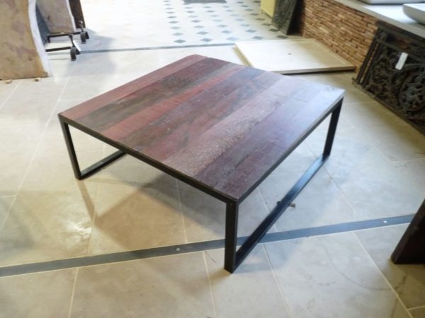 coffee table iron and red oak