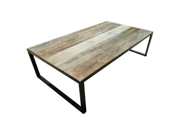 large coffee table in oak and iron