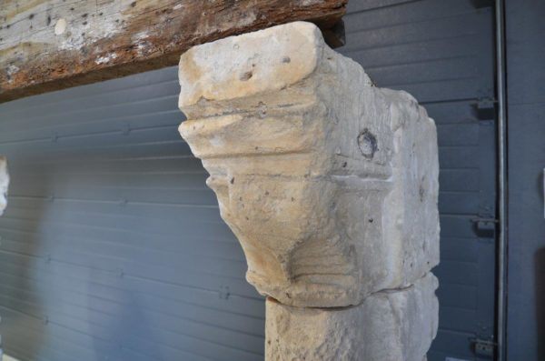 limestone and oak fireplace for interior