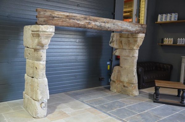 antique limestone fireplace french