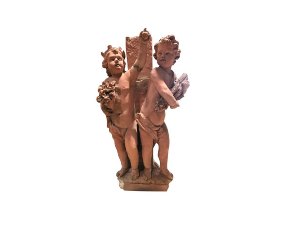 putti terra cotta pair of statue