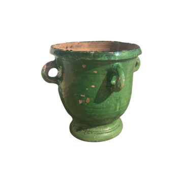 glazed terra cotta vase green color for antique garden