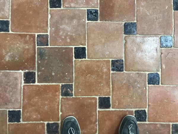 reclaimed terracotta tiles with glazed zellige