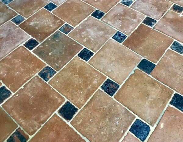 salvaged antique terracotta squared tiles