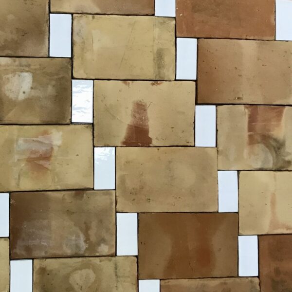 terracotta salvaged with white tiles glazed