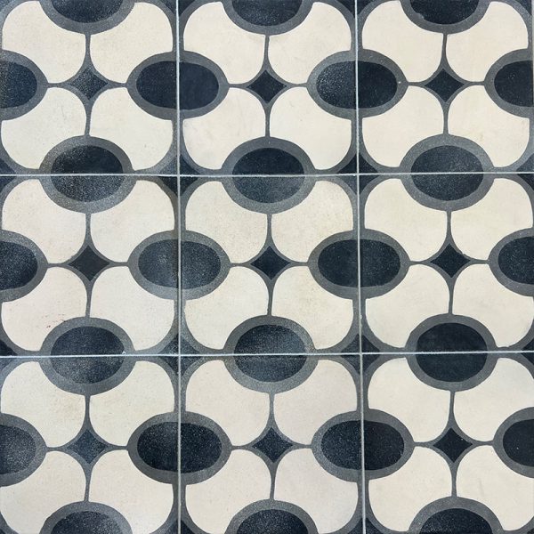 Oval pattern cement tiles