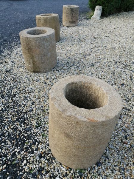 round limestone planter rustic finish